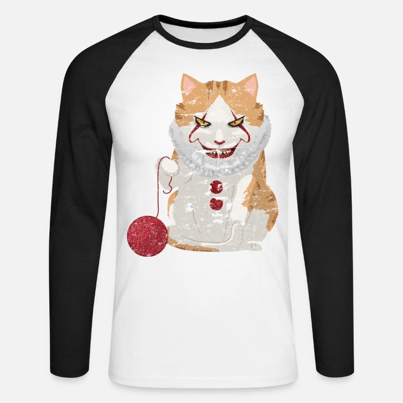 Halloween Horror Katze - Unisex Baseballshirt langarm - Weiß/Schwarz