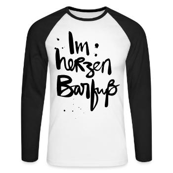 In the heart barefoot Funny summer saying - Unisex Long Sleeve Baseball T-Shirt - white/black - Front - Nik (191cm)