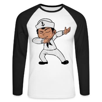 Rétro Vintage Grunge Dabbing Dab Sailor - T-shirt baseball manches longues Homme - blanc/noir - Devant - Nik (191cm)
