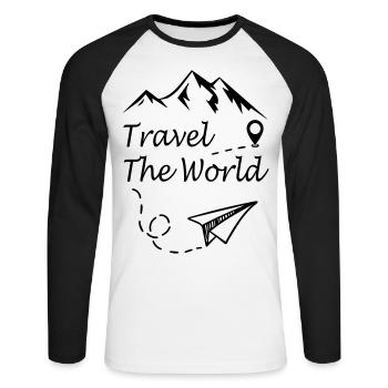 Travel The World - Unisex Long Sleeve Baseball T-Shirt - white/black - Front - Nik (191cm)