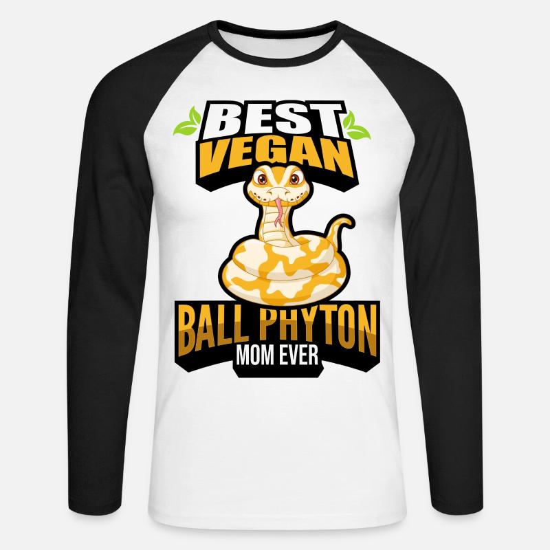 Königspython - Unisex Baseballshirt langarm - Weiß/Schwarz