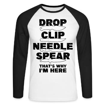 Geschenk für Messersammler | Messer Sammeln Hobby - Unisex Baseballshirt langarm - Weiß/Schwarz - Vorne - Nik (191cm)