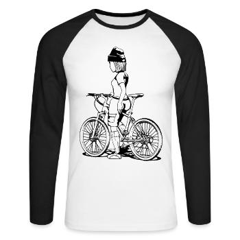 Freiheit auf dem MTB: Comic-Design mit Kick! - Unisex Baseballshirt langarm - Weiß/Schwarz - Vorne - Nik (191cm)
