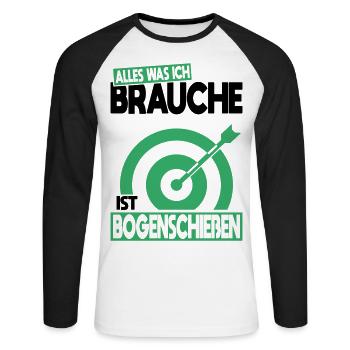 Tout ce dont j’ai besoin, c’est du tir à l’arc - T-shirt baseball manches longues Homme - blanc/noir - Devant - Nik (191cm)