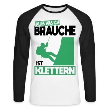 All I Need Is Climbing - Gift Idea - Unisex Long Sleeve Baseball T-Shirt - white/black - Front - Nik (191cm)