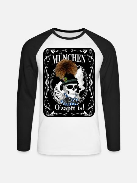 O´zapft is! - Unisex Baseballshirt langarm - Weiß/Schwarz