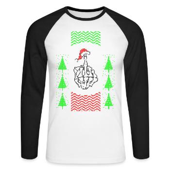 Christmas Ugly Merry Christmas Xmas Gift - Unisex Long Sleeve Baseball T-Shirt - white/black - Front - Nik (191cm)