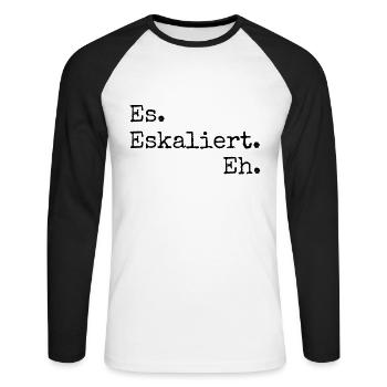 es eskaliert eh - Unisex Baseballshirt langarm - Weiß/Schwarz - Vorne - Nik (191cm)