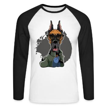 Great Dane - Great Dane - Unisex Long Sleeve Baseball T-Shirt - white/black - Front - Nik (191cm)