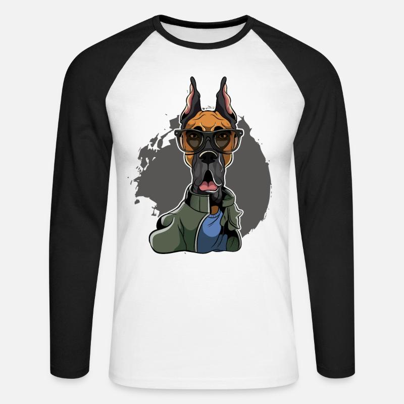 Great Dane - Deutsche Dogge - Unisex Baseballshirt langarm - Weiß/Schwarz