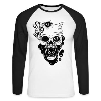 skull and spider - Unisex Long Sleeve Baseball T-Shirt - white/black - Front - Nik (191cm)