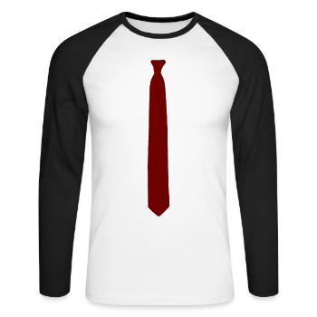 cravate - T-shirt baseball manches longues Homme - blanc/noir - Devant - Nik (191cm)