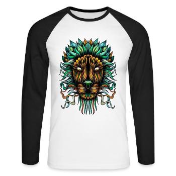 Couleur de lion - T-shirt baseball manches longues Homme - blanc/noir - Devant - Nik (191cm)
