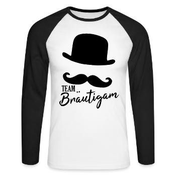 Team Bräutigam - Unisex Baseballshirt langarm - Weiß/Schwarz - Vorne - Nik (191cm)