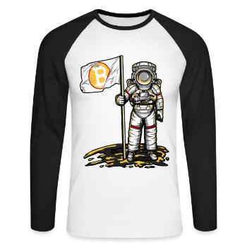 Bitcoin Astronaut To The Moon BTC Crpyto Bit Coin - Unisex Baseballshirt langarm - Weiß/Schwarz - Vorne - Nik (191cm)
