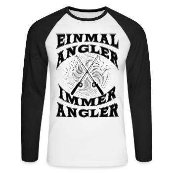 Einmal Angler immer Angler - Unisex Baseballshirt langarm - Weiß/Schwarz - Vorne - Nik (191cm)