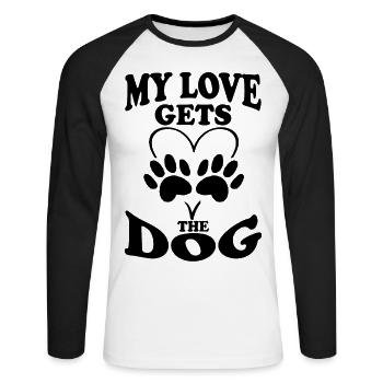 Meine Liebe bekommt der Hund - Unisex Baseballshirt langarm - Weiß/Schwarz - Vorne - Nik (191cm)