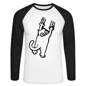 Clawing cat - Unisex Long Sleeve Baseball T-Shirt - white/black - Front - Nik (191cm)