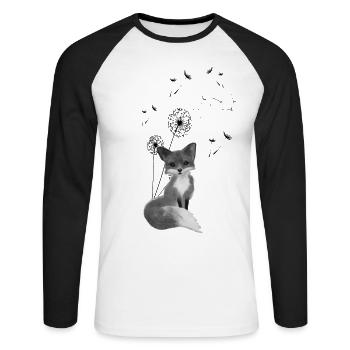 Fox with dandelion - Unisex Long Sleeve Baseball T-Shirt - white/black - Front - Nik (191cm)