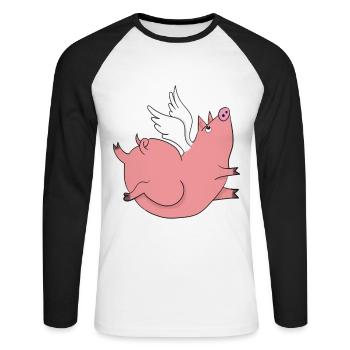 The pig piggy with wings gift idea - Unisex Long Sleeve Baseball T-Shirt - white/black - Front - Nik (191cm)