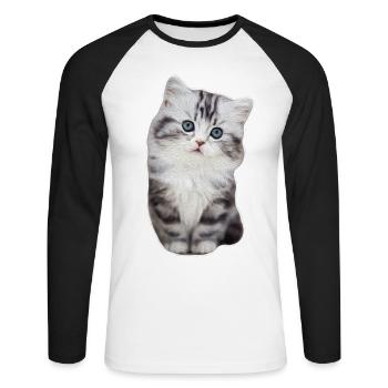 Cute kitty kitty velvet paw cat - Unisex Long Sleeve Baseball T-Shirt - white/black - Front - Nik (191cm)