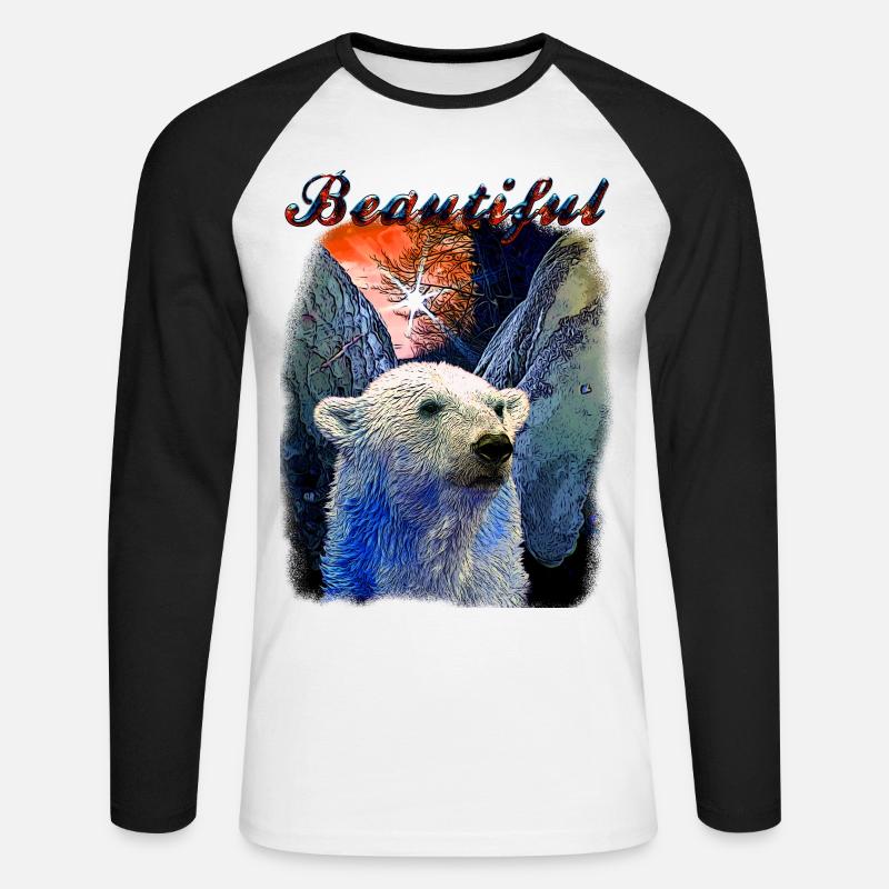 Wunderschöner Eisbär - Unisex Baseballshirt langarm - Weiß/Schwarz