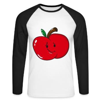 Fruit de pomme fruit - T-shirt baseball manches longues Homme - blanc/noir - Devant - Nik (191cm)