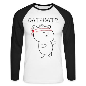 Karaté de chat, tarif chat - T-shirt baseball manches longues Homme - blanc/noir - Devant - Nik (191cm)