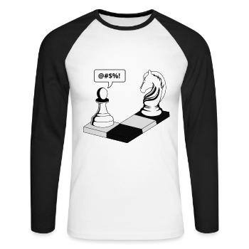 Chess - Cute Chess Player Grand Master Street - Unisex Long Sleeve Baseball T-Shirt - white/black - Front - Nik (191cm)