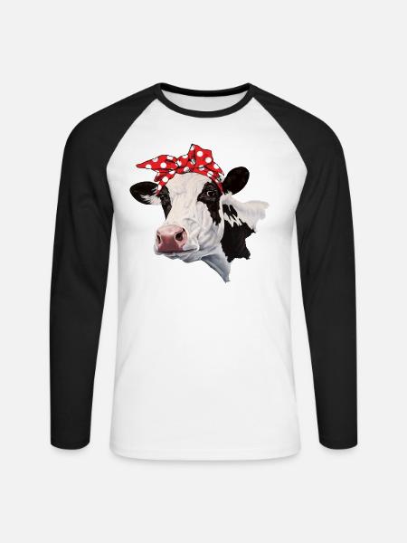 Kuh Bandana - Unisex Baseballshirt langarm - Weiß/Schwarz