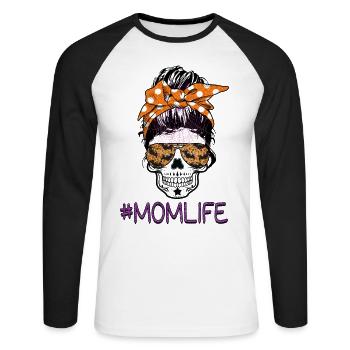 Mom Life halloween - Unisex Long Sleeve Baseball T-Shirt - white/black - Front - Nik (191cm)