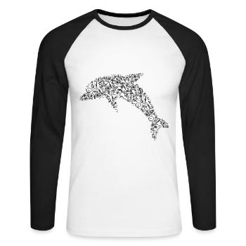 Dolphin and bikes animal bike - Unisex Long Sleeve Baseball T-Shirt - white/black - Front - Nik (191cm)