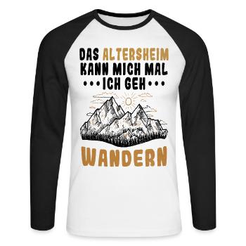 Ich gehe Wandern witzig Spruch Rentner - Unisex Baseballshirt langarm - Weiß/Schwarz - Vorne - Nik (191cm)