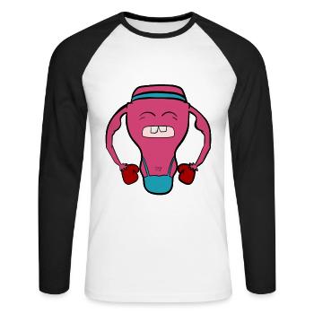 Féminisme utérus féministe - T-shirt baseball manches longues Homme - blanc/noir - Devant - Nik (191cm)