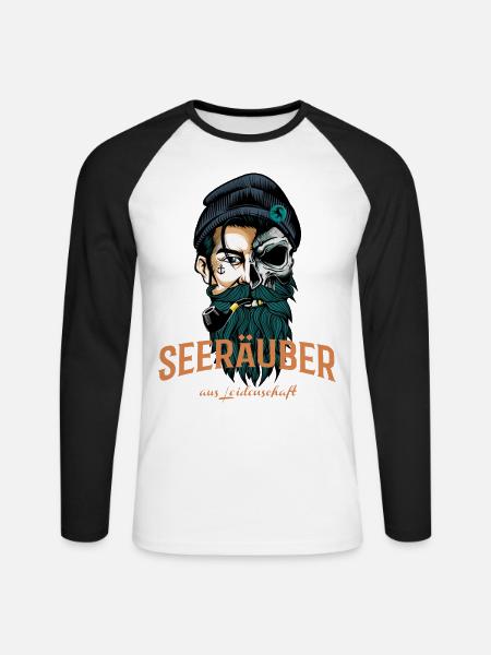 Seeräuber aus Leidenschaft HEAD - Unisex Baseballshirt langarm - Weiß/Schwarz