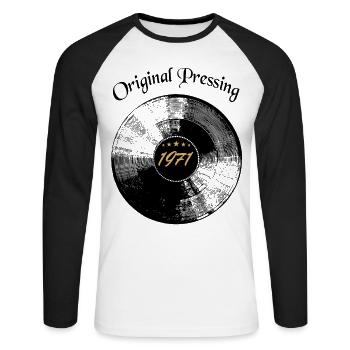 Anniversaire 1971 Né - T-shirt baseball manches longues Homme - blanc/noir - Devant - Nik (191cm)