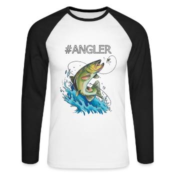 #Angler Angler Petri Heil - Unisex Baseballshirt langarm - Weiß/Schwarz - Vorne - Nik (191cm)