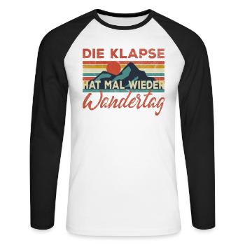 Die Klapse hat Wandertag - Unisex Baseballshirt langarm - Weiß/Schwarz - Vorne - Nik (191cm)