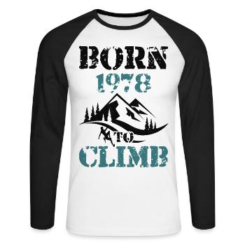 Grimpeur 1978 Naissance d’anniversaire alpiniste - T-shirt baseball manches longues Homme - blanc/noir - Devant - Nik (191cm)
