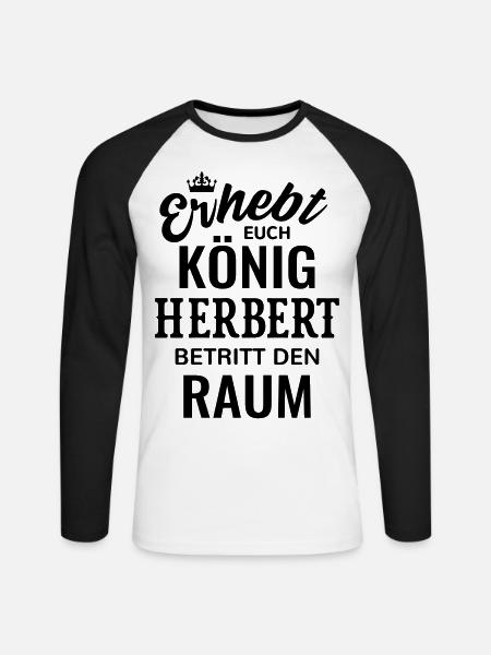 Name Herbert König Geschenkidee Geburtstag lustig - Unisex Baseballshirt langarm - Weiß/Schwarz