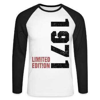 Anniversaire 1971 Born Gift Limitert Dicton - T-shirt baseball manches longues Homme - blanc/noir - Devant - Nik (191cm)