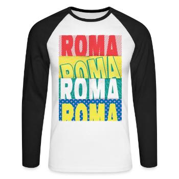 Rom Roma Italien Stadt Schrift Skyline Heimat - Unisex Baseballshirt langarm - Weiß/Schwarz - Vorne - Nik (191cm)