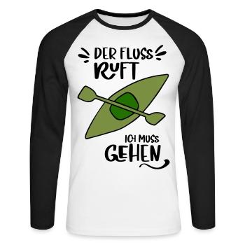 FLUSS RUFT KANU KAYAK WILDWASSER GEHEN SEE MOTIV - Unisex Baseballshirt langarm - Weiß/Schwarz - Vorne - Nik (191cm)