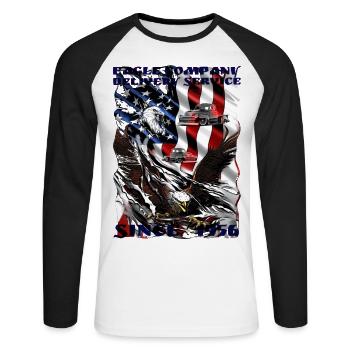 Trucker shirt with eagle on American flag - Unisex Long Sleeve Baseball T-Shirt - white/black - Front - Nik (191cm)