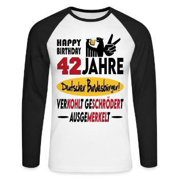 Geburtstag CDU SPD FDP Grün Politik Alter Jahre 42 - Unisex Baseballshirt langarm - Weiß/Schwarz - Vorne - Nik (191cm)