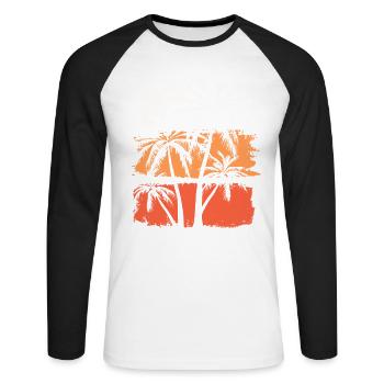 Lanzarote Sommer Sonne Strand Meer Palmen Urlaub - Unisex Baseballshirt langarm - Weiß/Schwarz - Vorne - Nik (191cm)