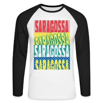 Zaragoza Spain City Font Skyline Home - Unisex Long Sleeve Baseball T-Shirt - white/black - Front - Nik (191cm)