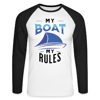 My boat my rules fun saying T-shirt for sailors - Unisex Long Sleeve Baseball T-Shirt - white/black - Front - Nik (191cm)