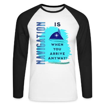 navigation sail boat sailor skipper compass gift - Unisex Long Sleeve Baseball T-Shirt - white/black - Front - Nik (191cm)