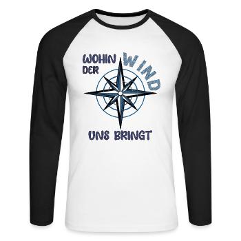 Wohin der wind uns bringt Segeln Wind Segler Boot - Unisex Baseballshirt langarm - Weiß/Schwarz - Vorne - Nik (191cm)